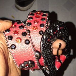 Red Rhinestone Belt /wSkull